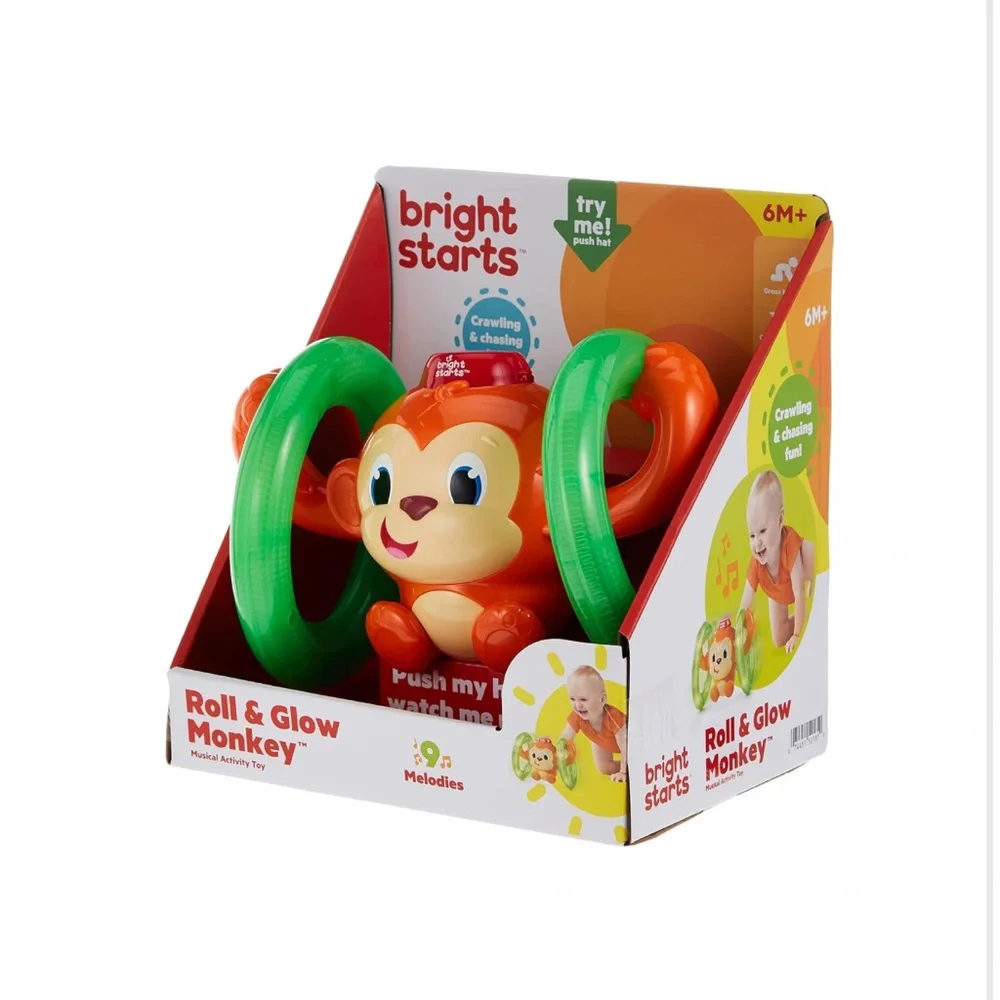 🆕 Brights Starts Vibrant Orange and Green Monkey Learning Toy nwt